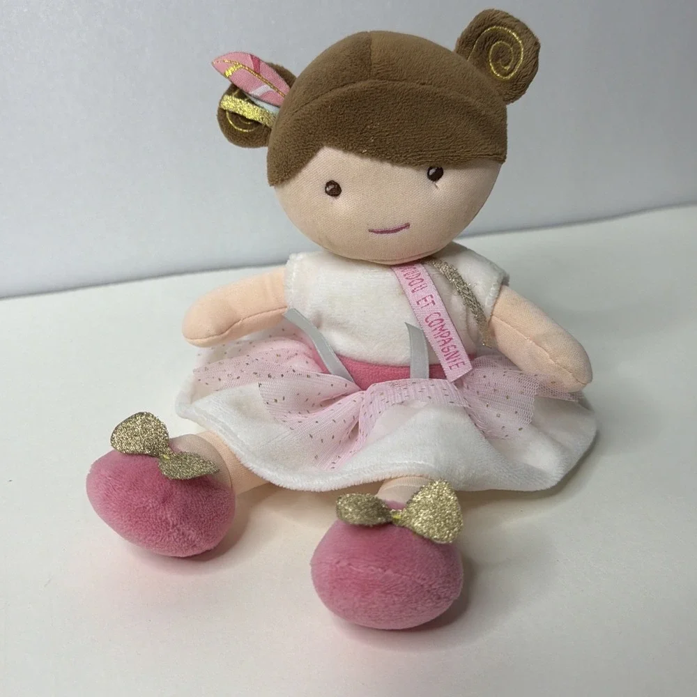 Jolijou Paris Doudou et Compagnie Ballerina Plush Doll Pink Gold Tutu 11